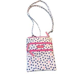 Scout white Blue Pink Polka Dot Crossbody Bag